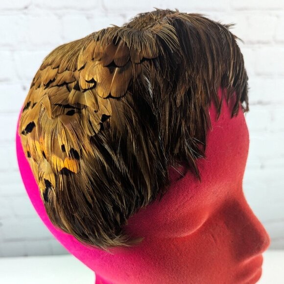 Vintage Linda Farrell Pheasant Fascinator Headband Hat